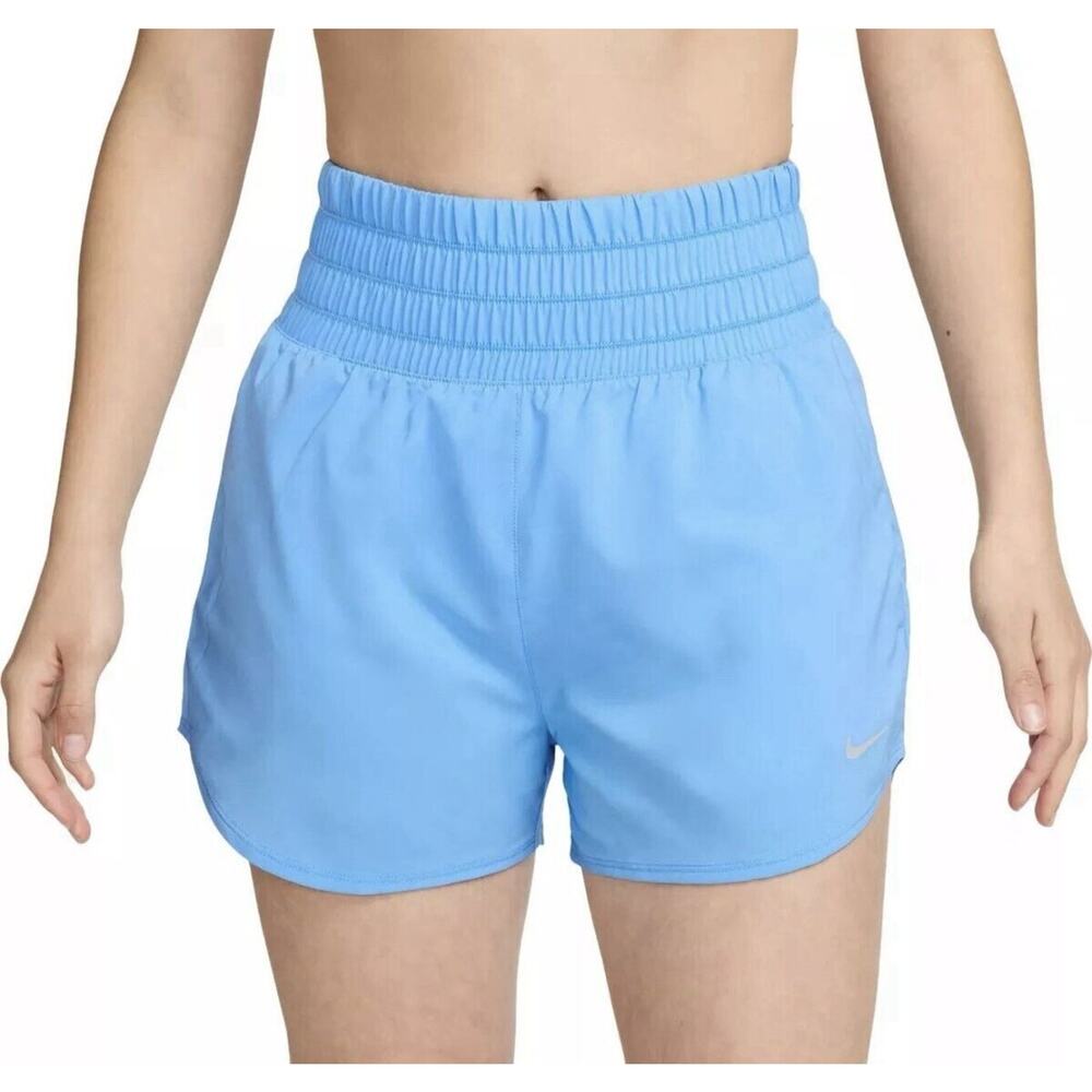 Nike Women Dri-FIT One High-Rise 3in Brief-Lined Training Shorts Blue DX6642-412 - Picture 3 of 8
